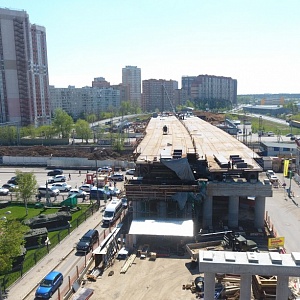 Строительство эстакады через железнодорожные пути в районе станции Одинцово
