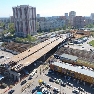 Строительство эстакады через железнодорожные пути в районе станции Одинцово
